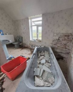 home 18 damaged toilet in Kenosha with overflow water, leaks, and poor condition before repair